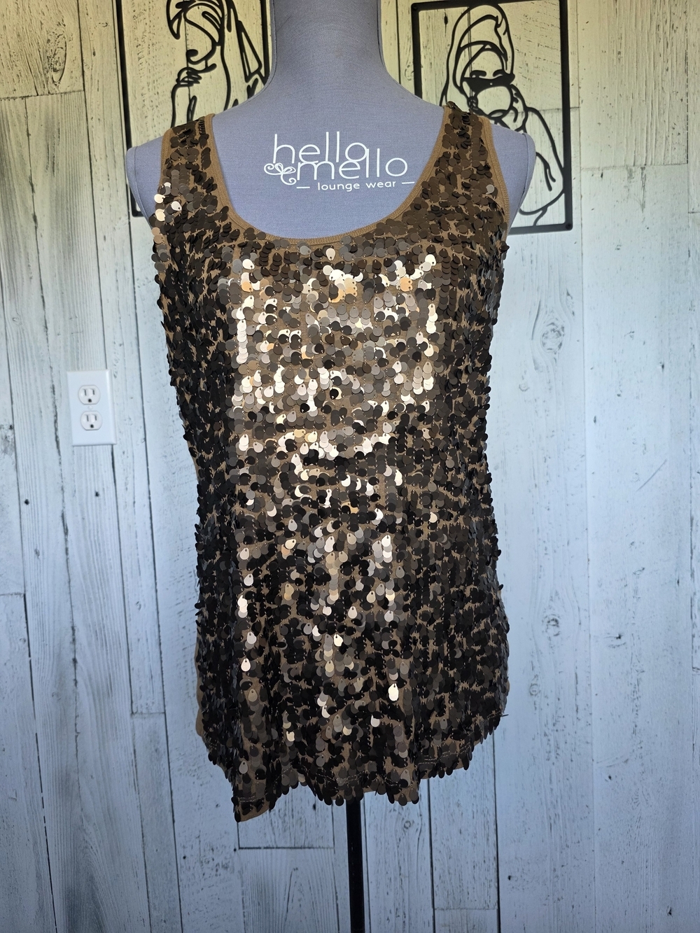 Apt. 9 Gold Bronze Sequin Tank Top Size Large